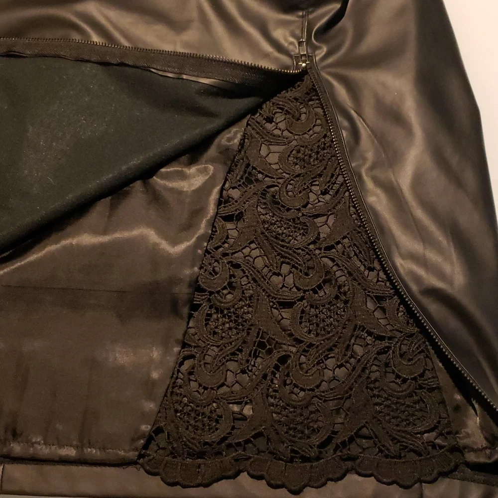 Black faux leather pencil skirt - Sz: XL - Picture 6 of 10